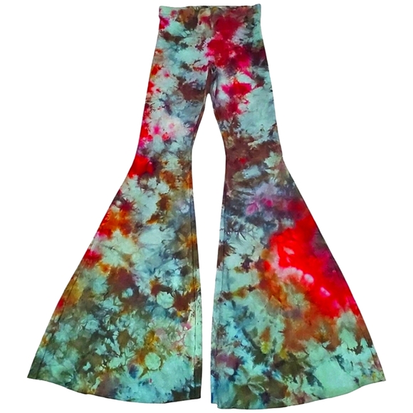 Sew Red Pants - High Waisted Tie Dyed Bell Bottoms Colorful Tie Dye Festival Flares XS S M L XL